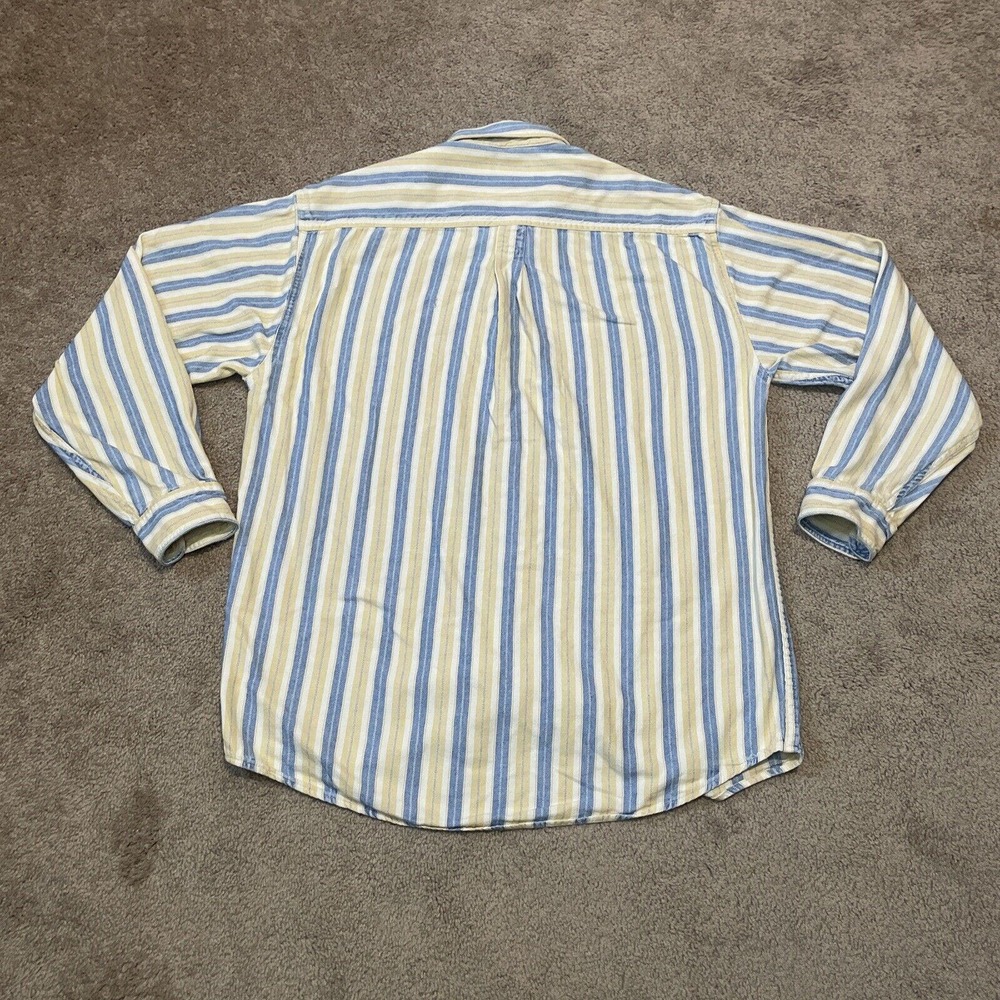 Vintage LL Bean Shirt Mens Large Tall Blue Yellow Button Up Shirt Cotton Outdoor - Picture 8 of 9